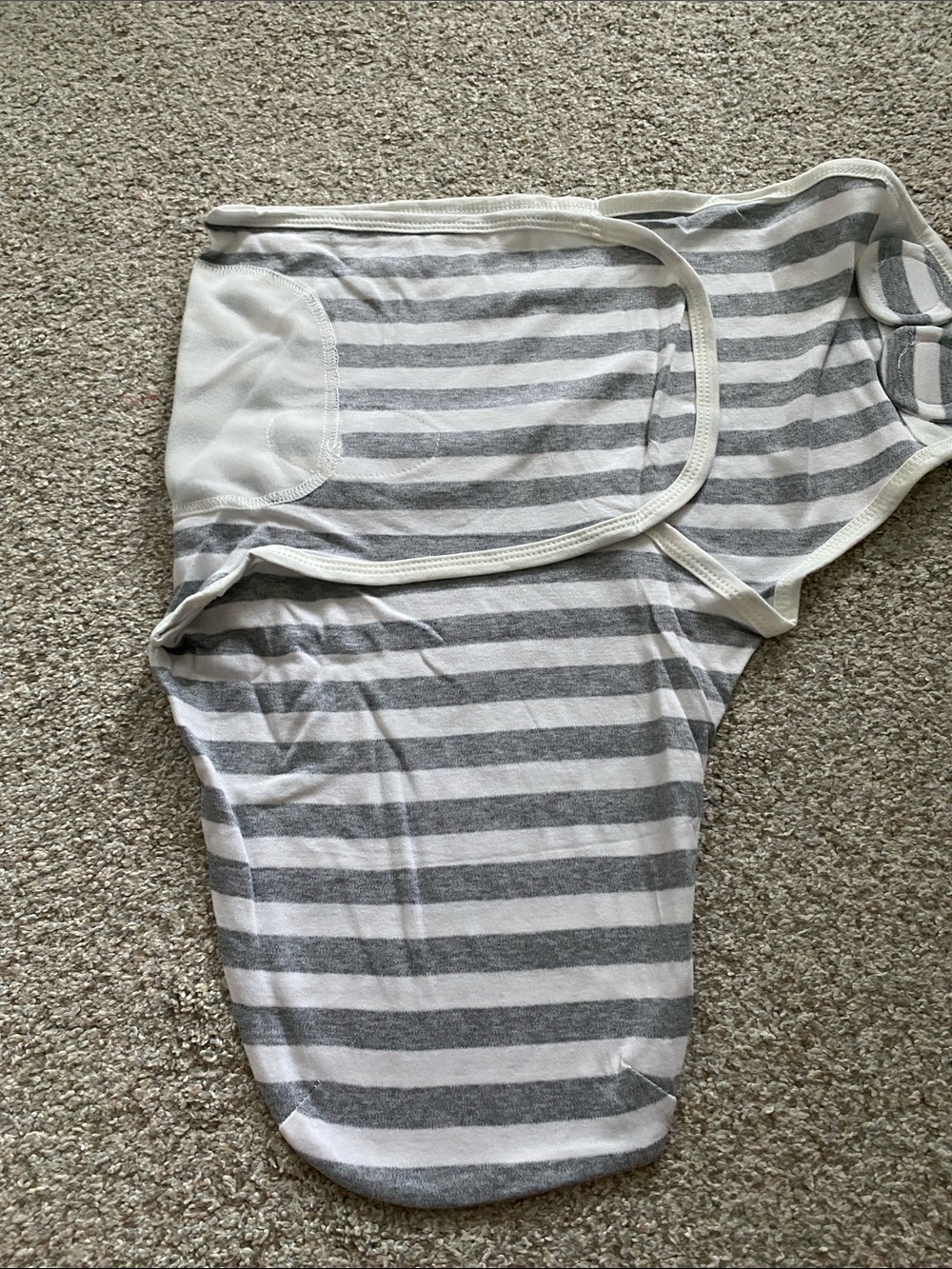 New Grey White Stripe Infant Swaddle Wrap Easy Fastener Sleep Sack
